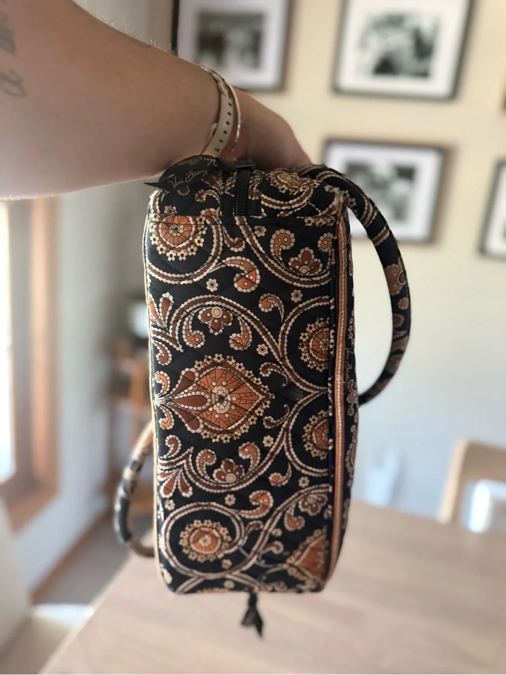 Vintage Vera Bradley Paisley Quilted Shoulder Bag Black & Brown Cottagecore Y2K